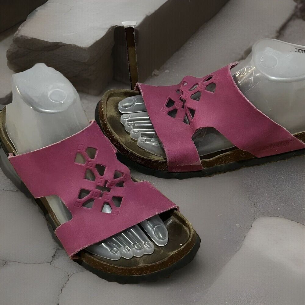 Birkenstock Betula  Sandals Cut Outs In Leather 39.5  8 1/2 Women’s Pink Fuchsia